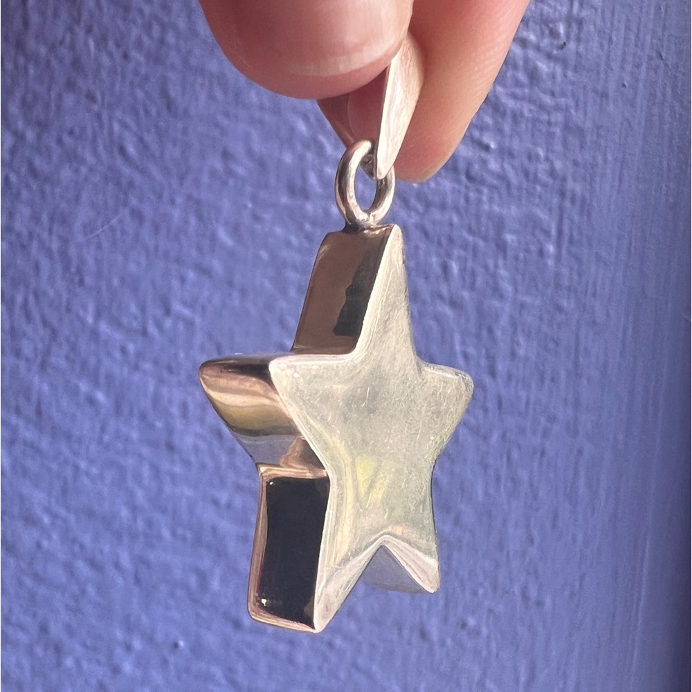Vtg Sterling Silver 925 3D Large Chunky Star Pendant Charm